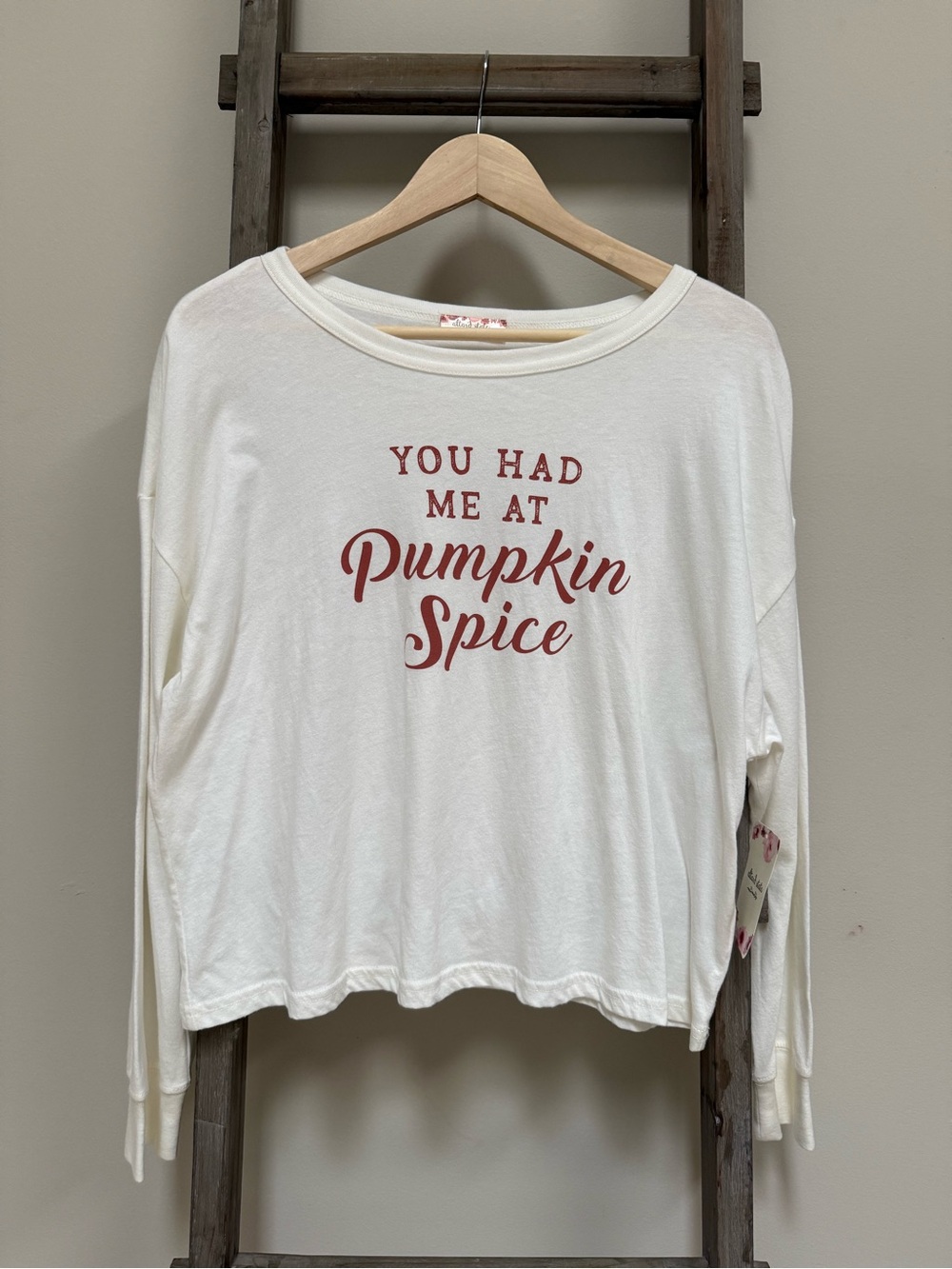 Altar'd State White Long-Sleeve 'You Had Me at Pumpkin Spice' Graphic Top